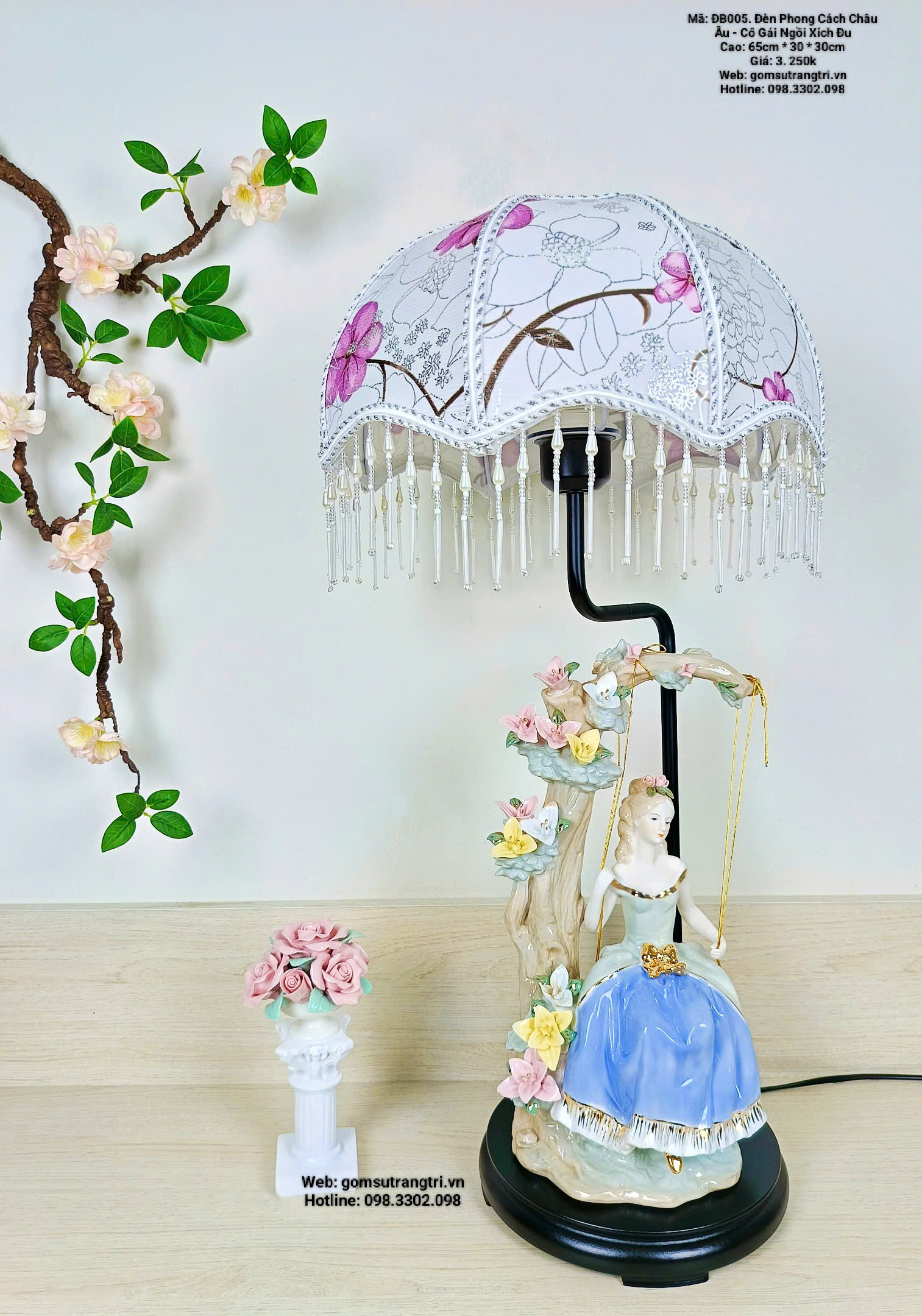 ĐÈN PHONG CÁCH CHÂU ÂU – CÔ GÁI NGỒI XÍCH ĐU